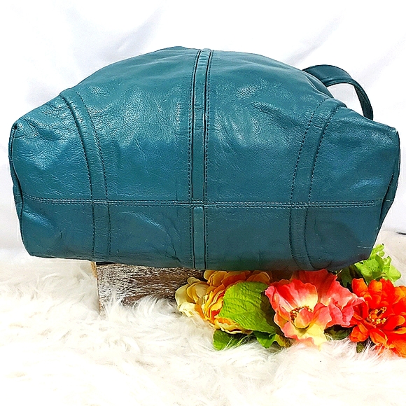 Kate Landry Turquoise Leather Large Satchel EUC - Picture 5 of 8